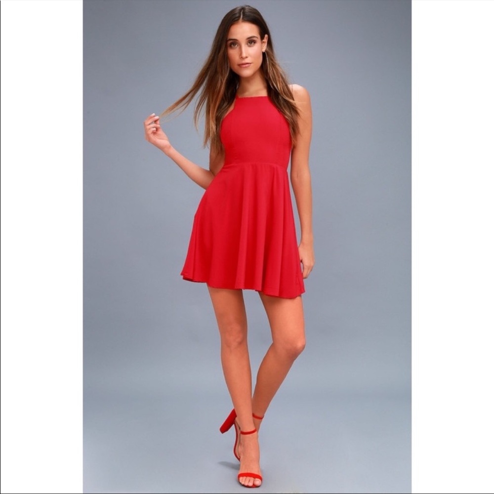 Lulu’s | Call to Charms Red Skater Dress